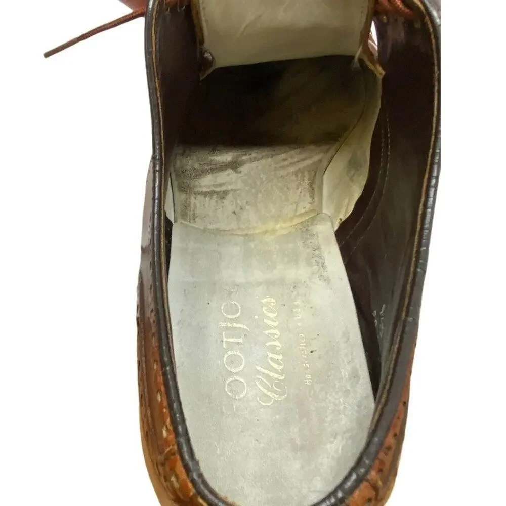 Vintage FootJoy Classics Mens Brown Cap Toe Oxford Leather Golf Shoes 9.5D